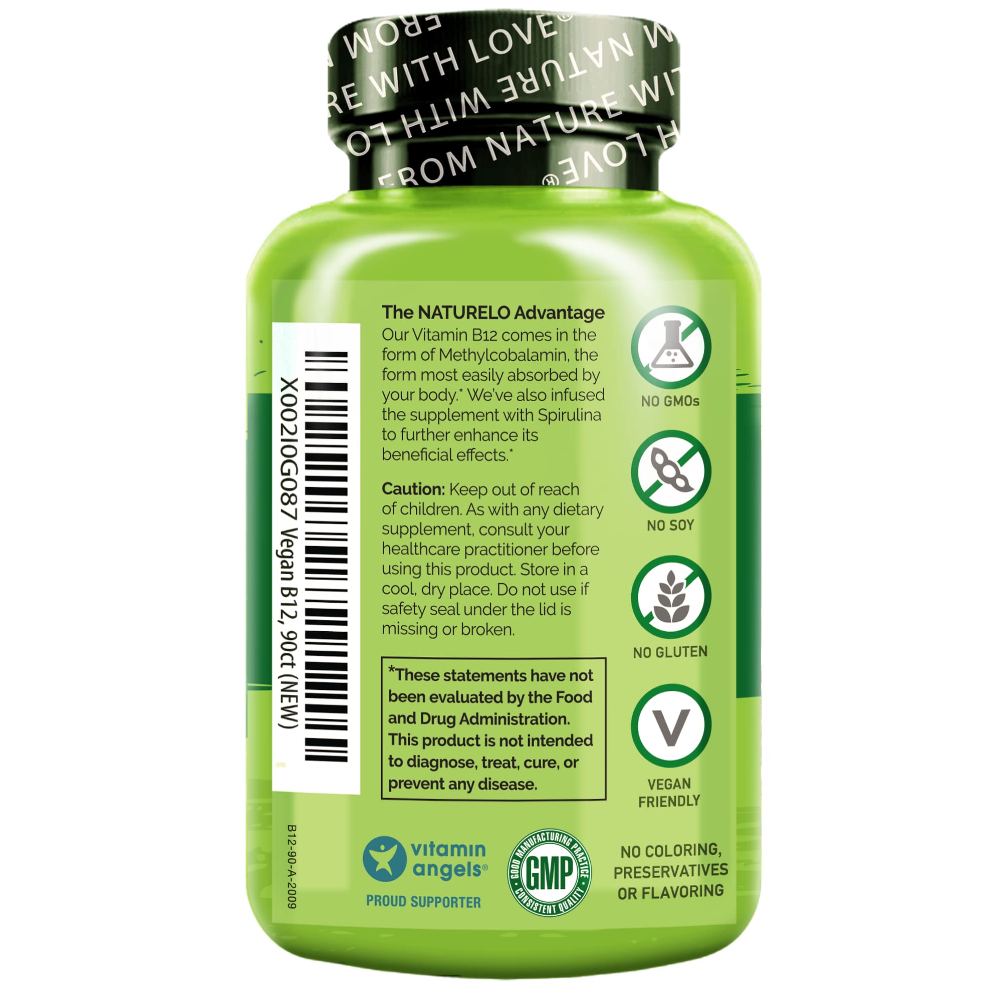 Foto 3 pulgar | Suplemento Naturelo Vegan B12 Metilb12 1000 Mcg 180 Cápsulas - Venta Internacional.
