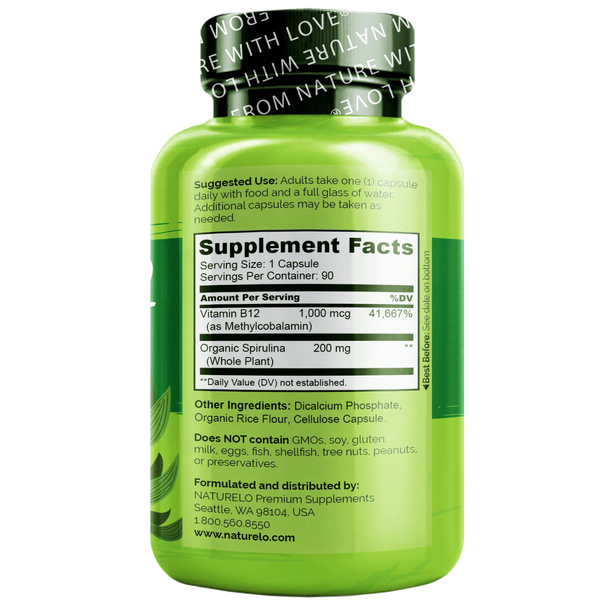 Foto 4 pulgar | Suplemento Naturelo Vegan B12 Metilb12 1000 Mcg 180 Cápsulas - Venta Internacional.