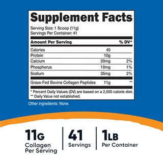 Foto 2 | Colágeno En Polvo Nutricost Para Bovinos Alimentados Con Pasto, 454 G, Sin Sabor - Venta Internacional.