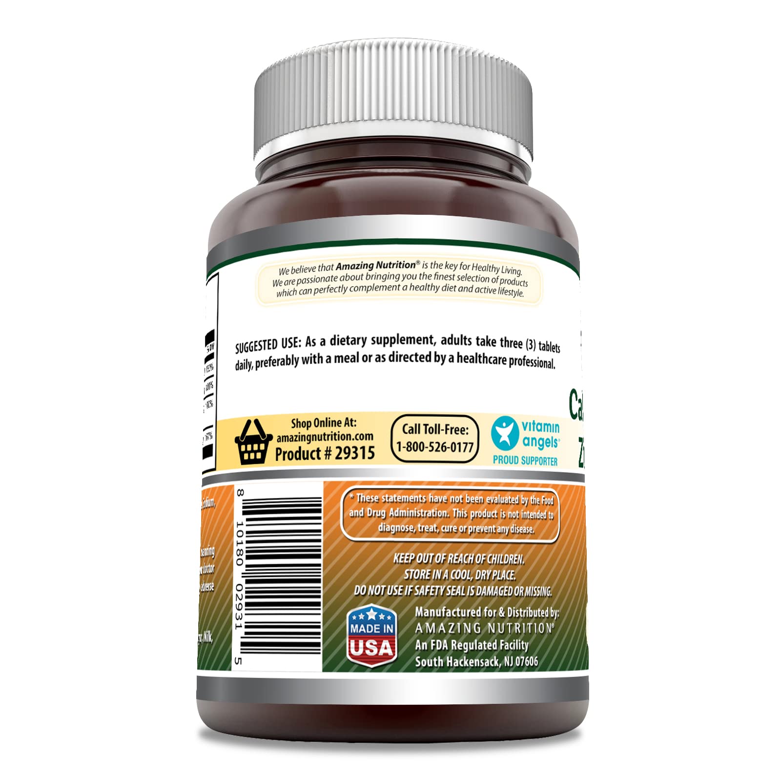 Foto 4 pulgar | Supplement Amazing Formulas Calcio Magnesio Zinc D3 300 Comprimidos - Venta Internacional.