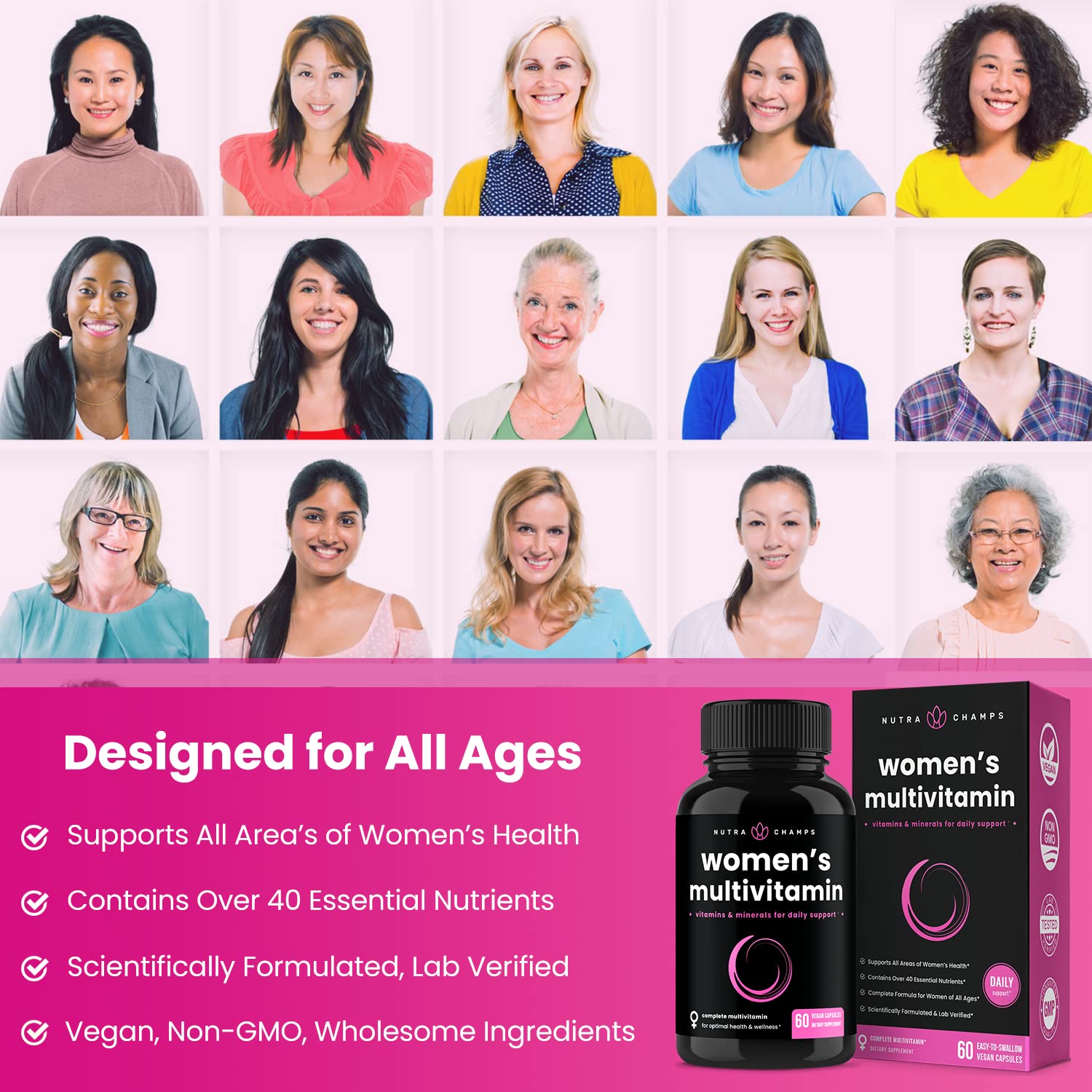 Foto 4 pulgar | Suplemento Multivitamínico Diario Para Mujeres Nutrachamps, Vegano - Venta Internacional.