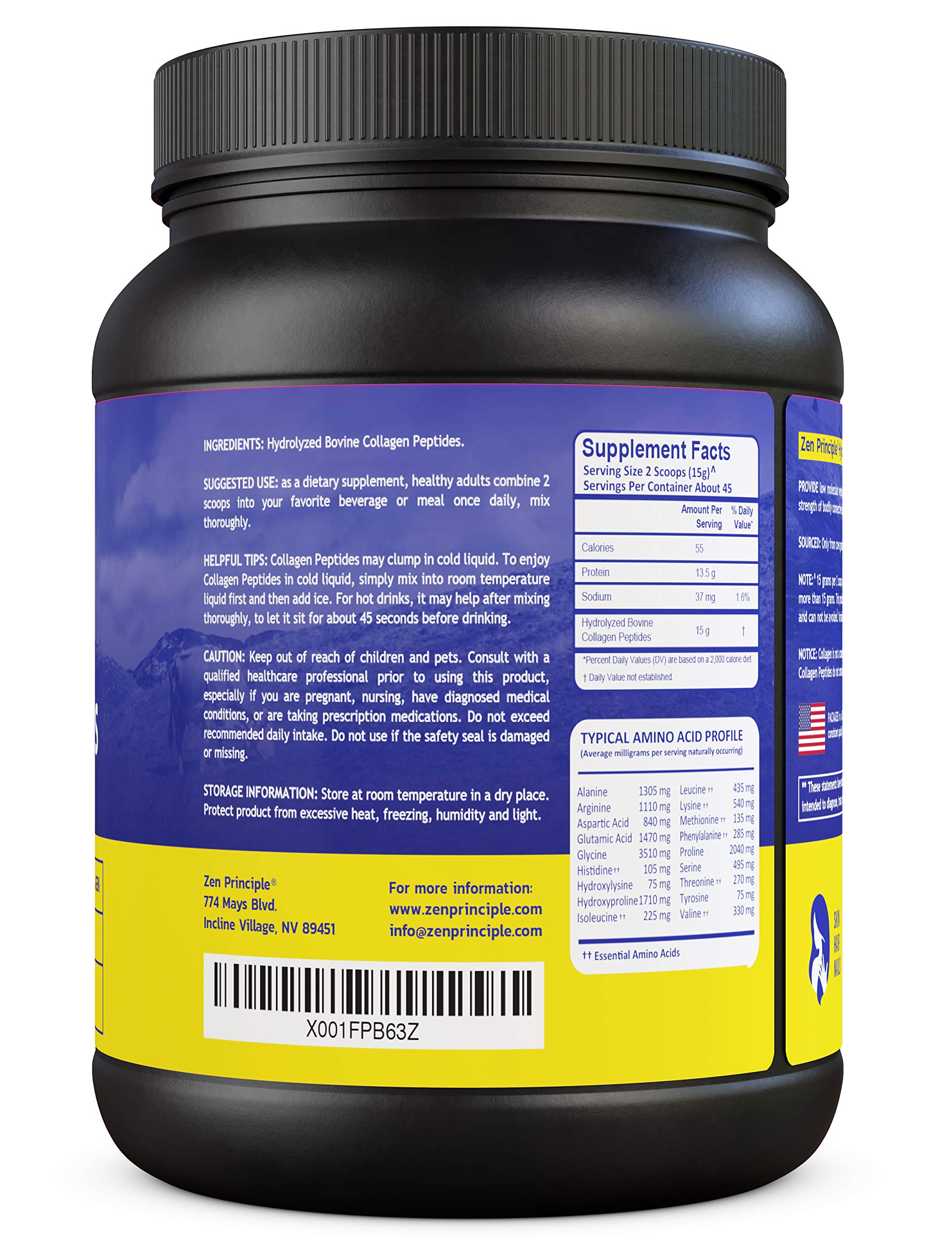 Foto 3 pulgar | Péptidos De Colágeno Zen Principle, Alimentados Con Pasto, 680 G, Antienvejecimiento - Venta Internacional.
