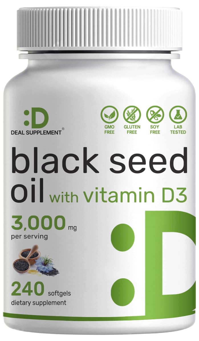 Suplemento De Aceite De Semilla Negra De 3000 Mg Con Vitamina D3 - Venta Internacional.