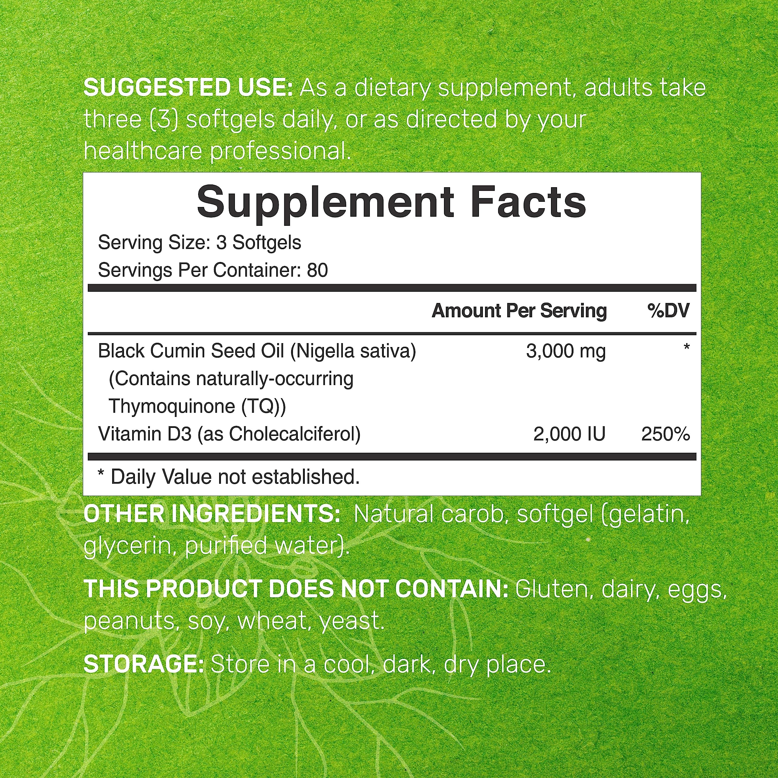 Foto 3 pulgar | Suplemento De Aceite De Semilla Negra De 3000 Mg Con Vitamina D3 - Venta Internacional.