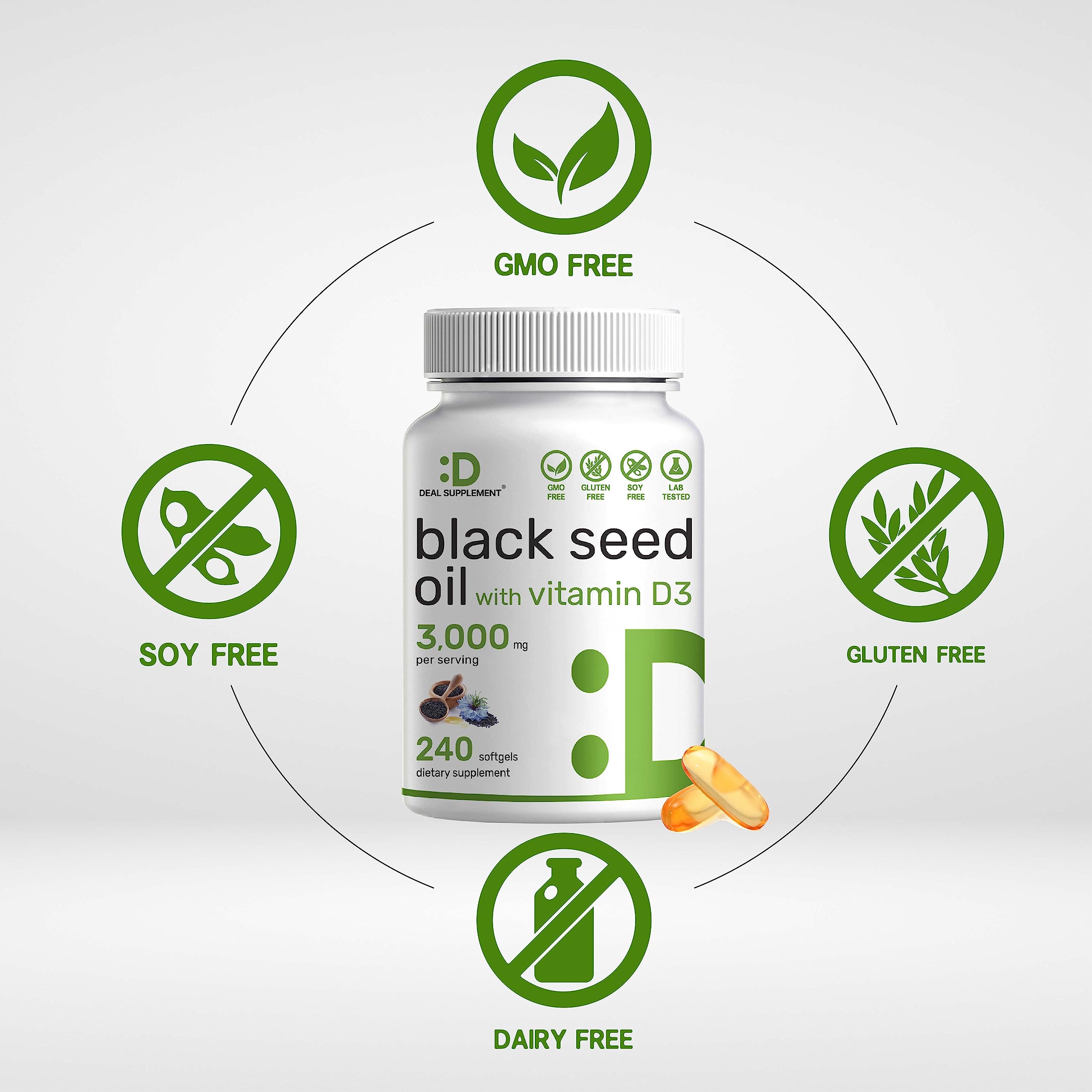 Foto 4 pulgar | Suplemento De Aceite De Semilla Negra De 3000 Mg Con Vitamina D3 - Venta Internacional.