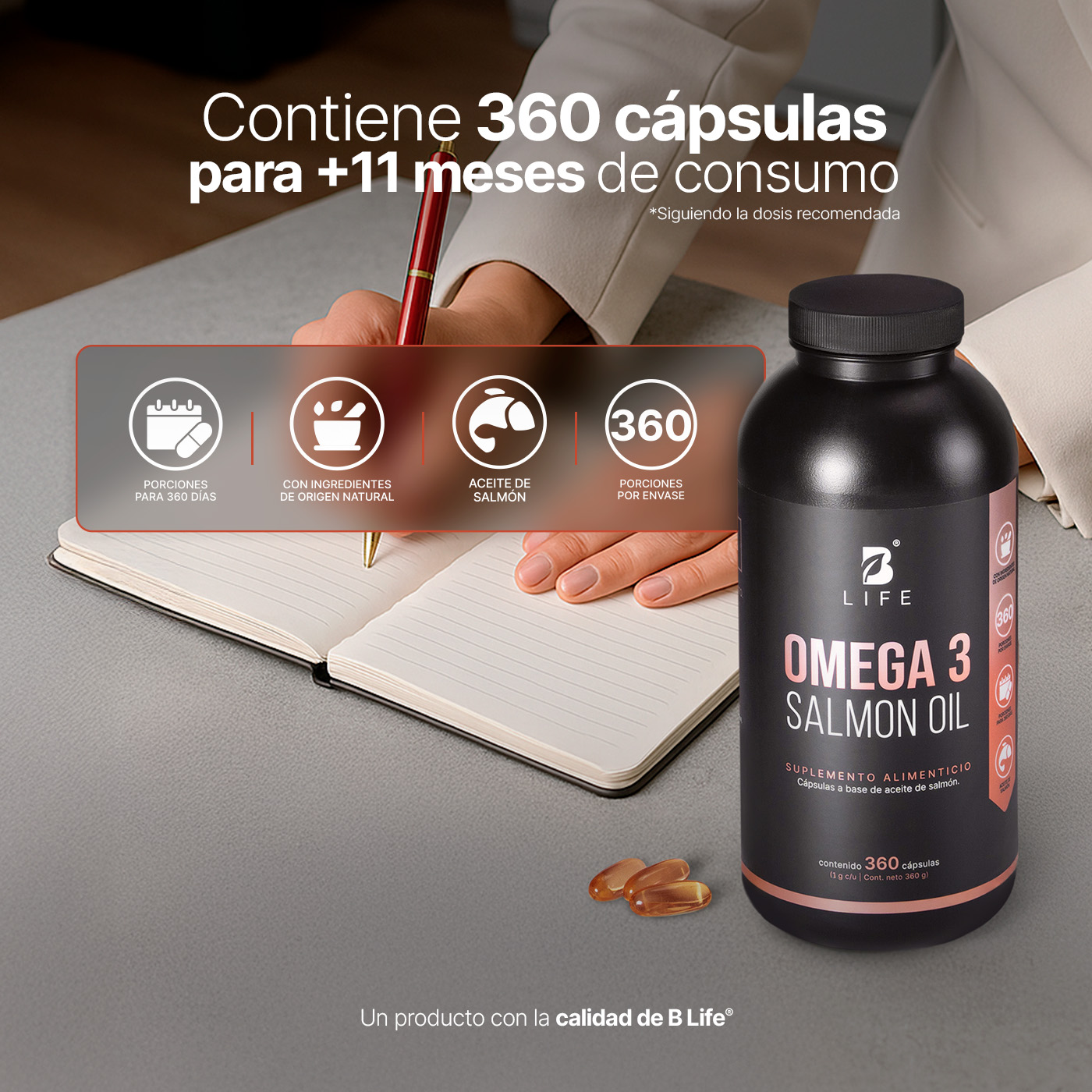 Foto 8 pulgar | Suplemento B Life Omega 3 Aceite de Salmón 360 Cápsulas