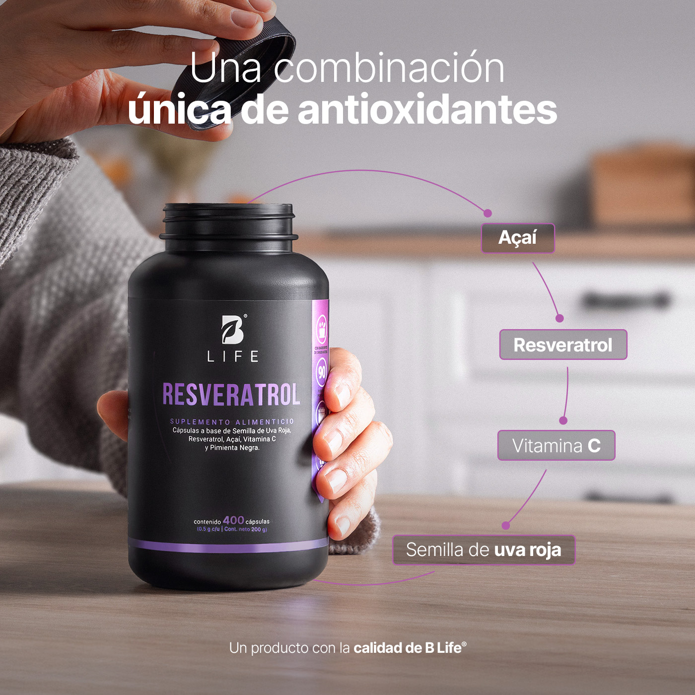 Foto 6 pulgar | Suplemento B Life Omega Resveratrol de 400 Cápsulas