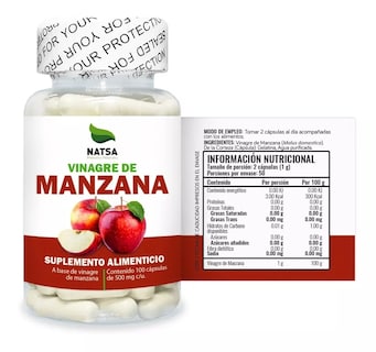 Foto 2 | Suplemento Natsa Vinagre de Manzana 100 Cápsulas