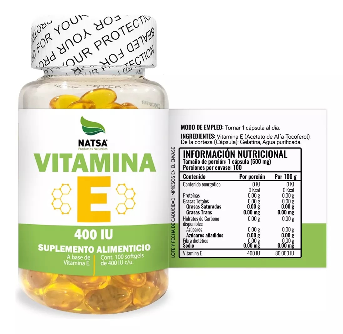 Foto 3 pulgar | Vitamina E 400 IU Natsa 100 Cápsulas