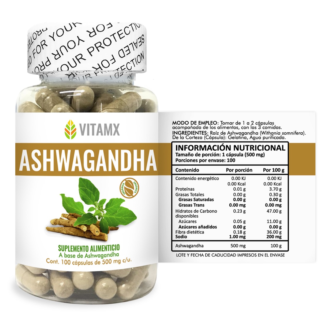 Foto 3 pulgar | Suplemento Alimenticio Ashwagandha Natsa 100 Cápsulas