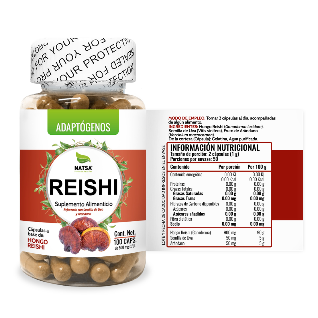 Foto 3 pulgar | Suplemento Alimenticio Reishi Ganoderma Natsa 100 Cápsulas