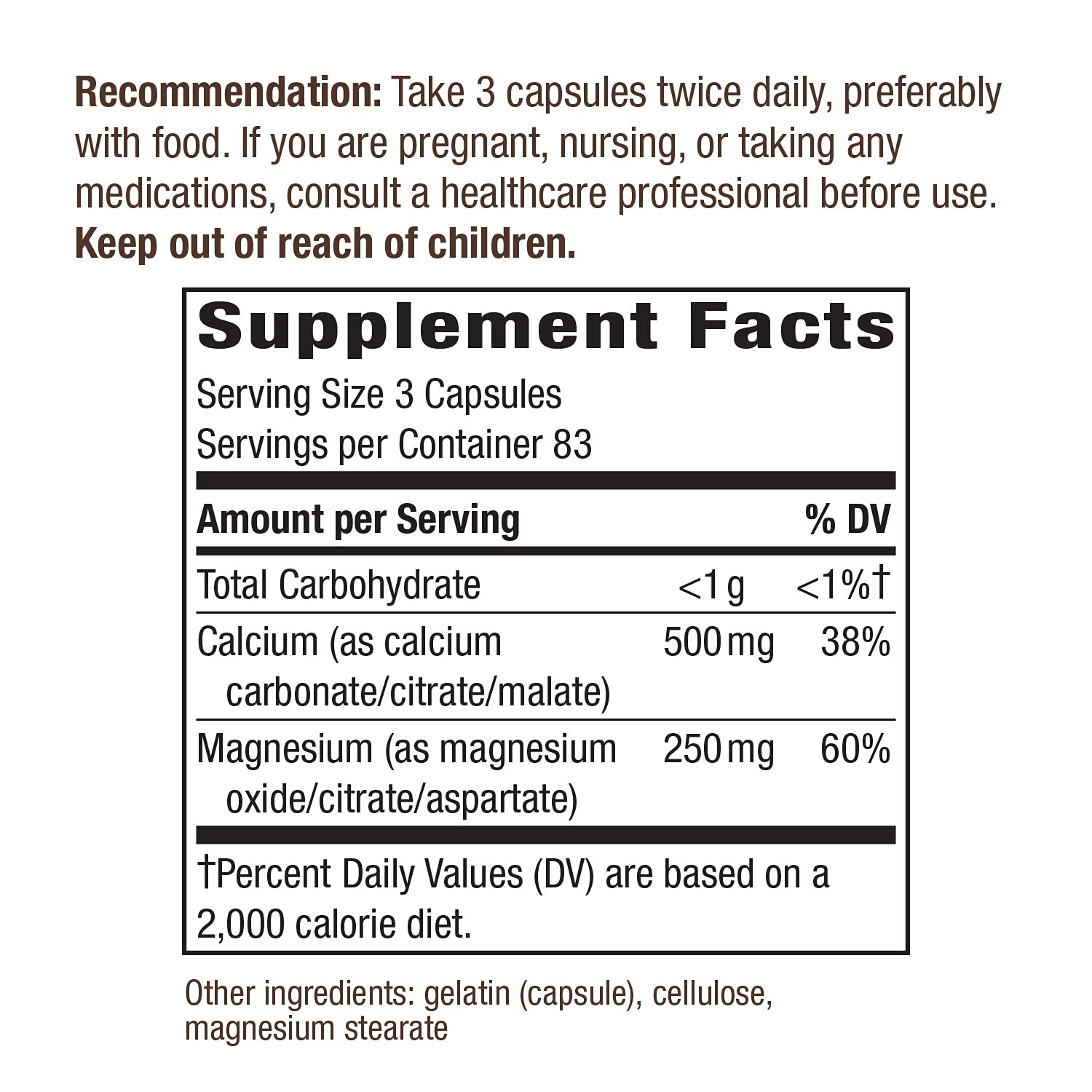 Foto 4 pulgar | Suplemento Nature's Way De Calcio Y Magnesio 750 Mg 250 Cápsulas - Venta Internacional.