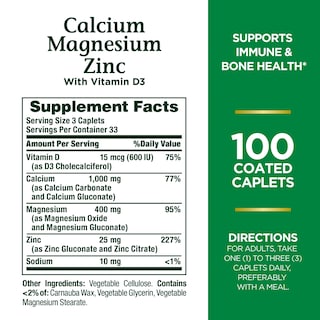 Foto 2 | Suplemento Nature's Bounty De Calcio, Magnesio Y Zinc, 100 Comprimidos - Venta Internacional.
