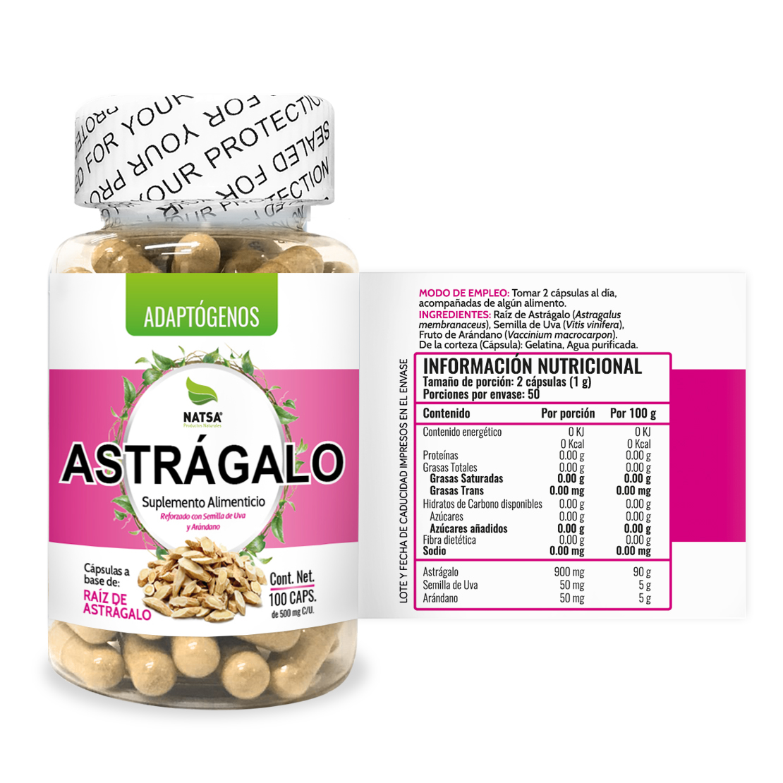 Foto 2 | Astrágalo Natsa 100 Cápsulas
