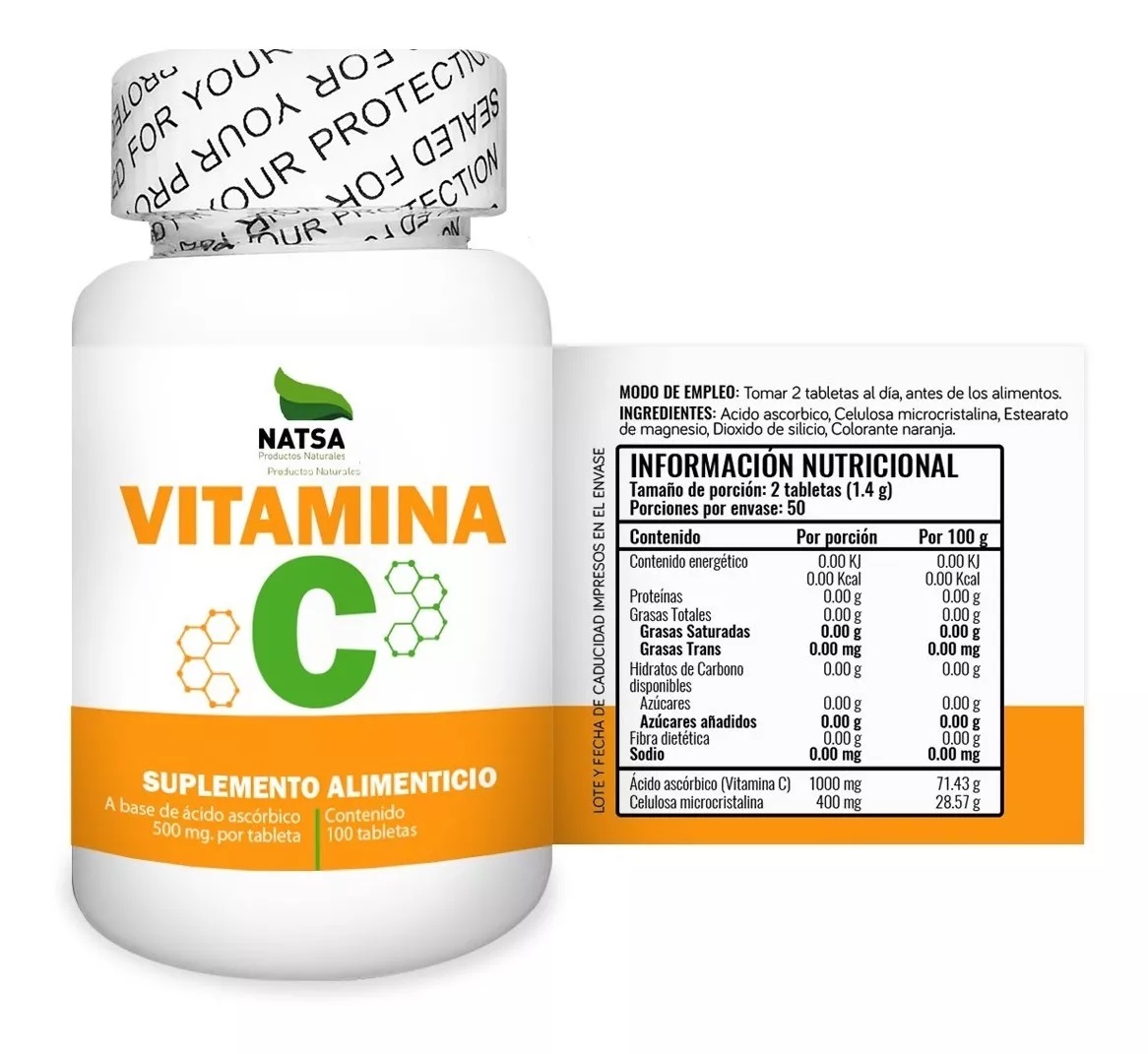 Foto 3 pulgar | Suplemento Natsa Vitamina C 100 Tabletas