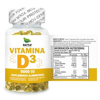 Foto 2 | Suplemento Alimenticio Vitamina D3 5,000 IU Natsa 300 Softgels