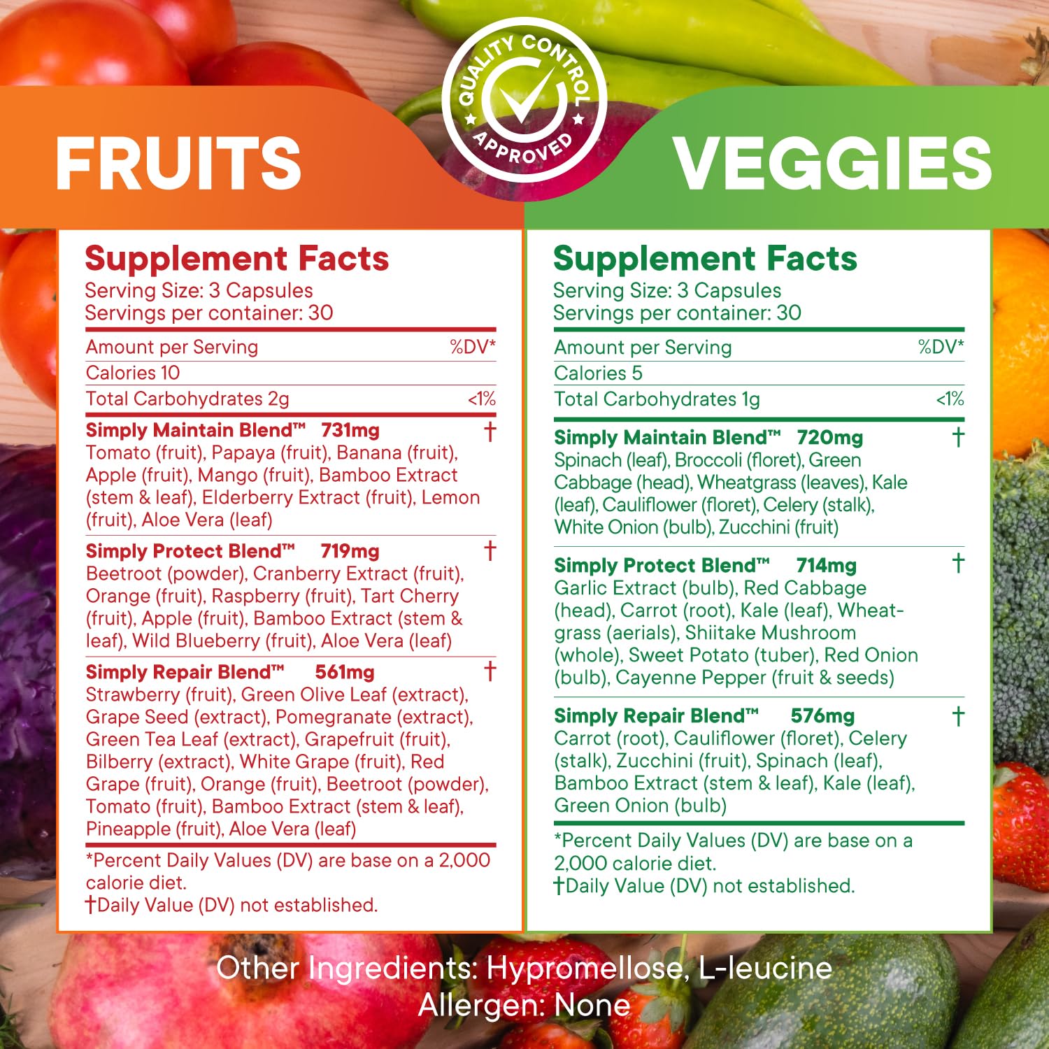 Foto 4 pulgar | Suplemento Simply Nature's Promise Fruits & Veggies 180 Cápsulas - Venta Internacional.