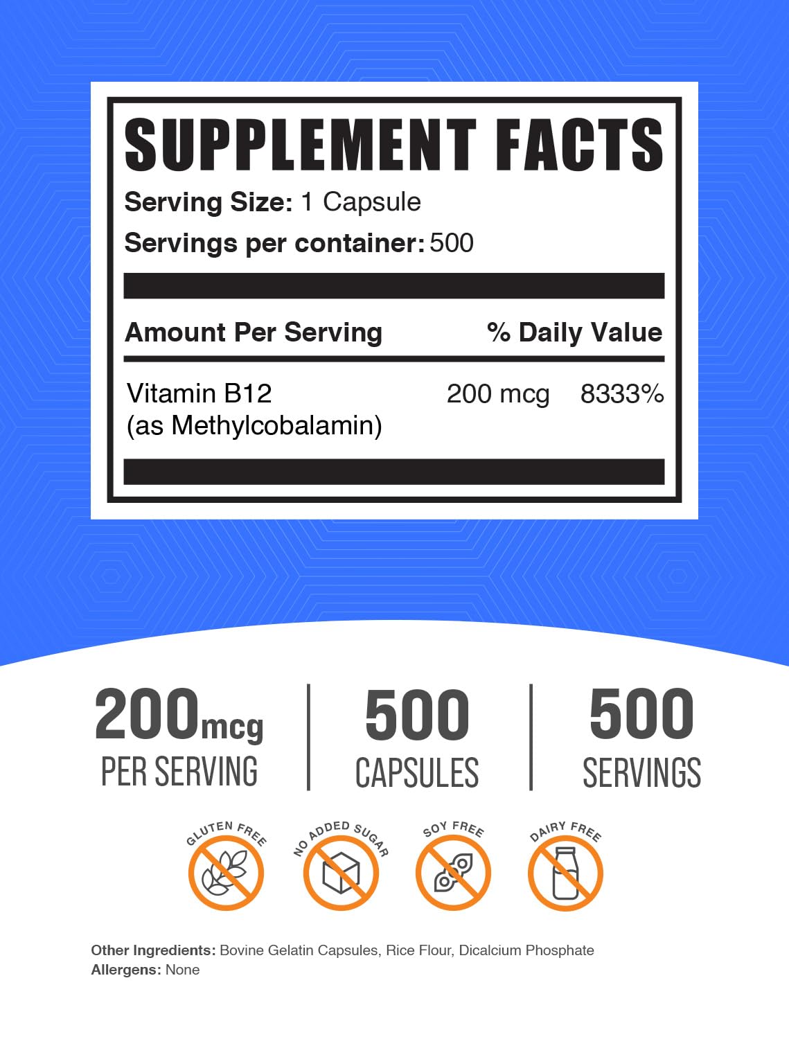 Foto 3 pulgar | Suplemento Vitamina B12 Bulksupplements Metilcobalamina 200 Mcg - Venta Internacional