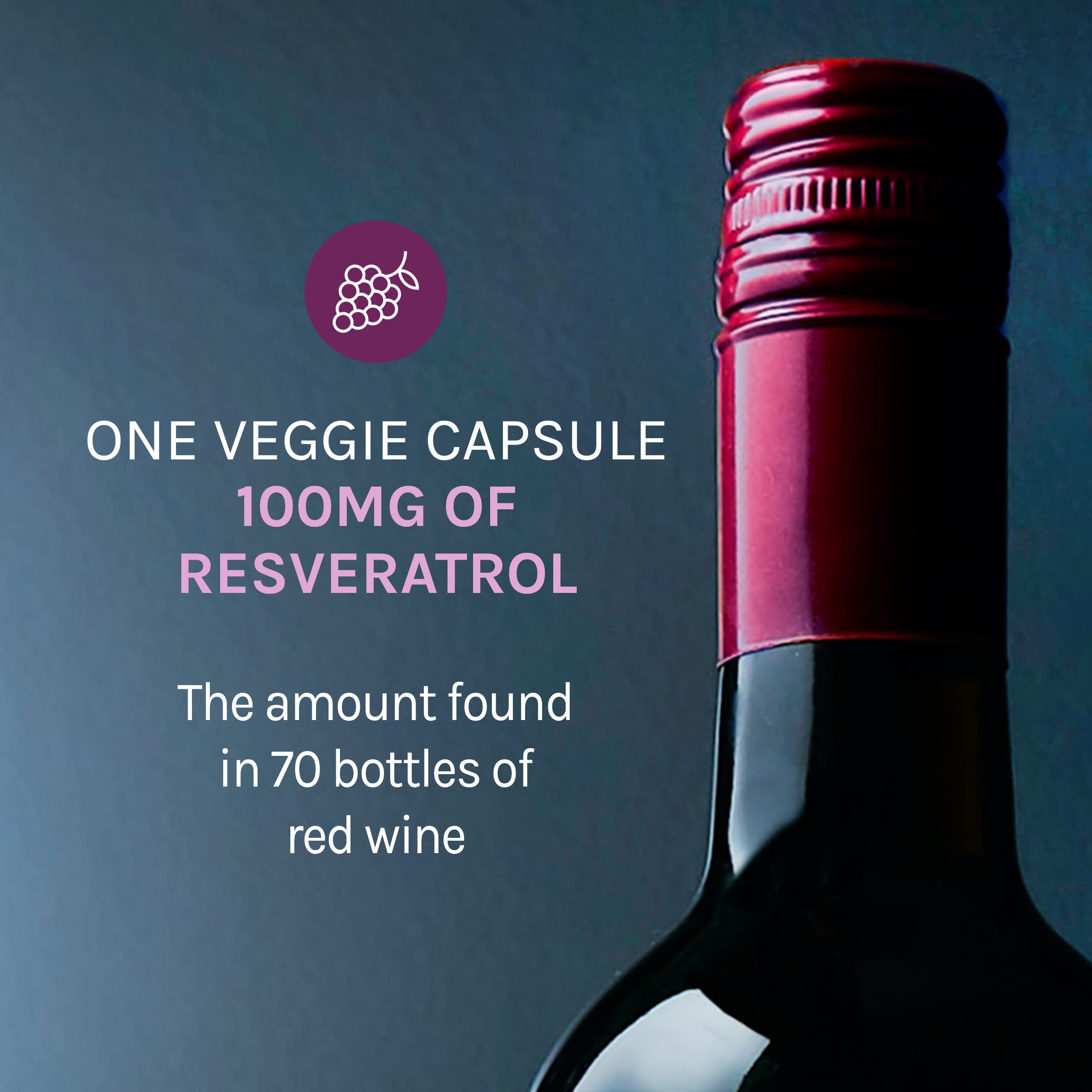 Foto 5 pulgar | Suplemento Reserveage Beauty Resveratrol 100 Mg 60 Cápsulas - Venta Internacional.