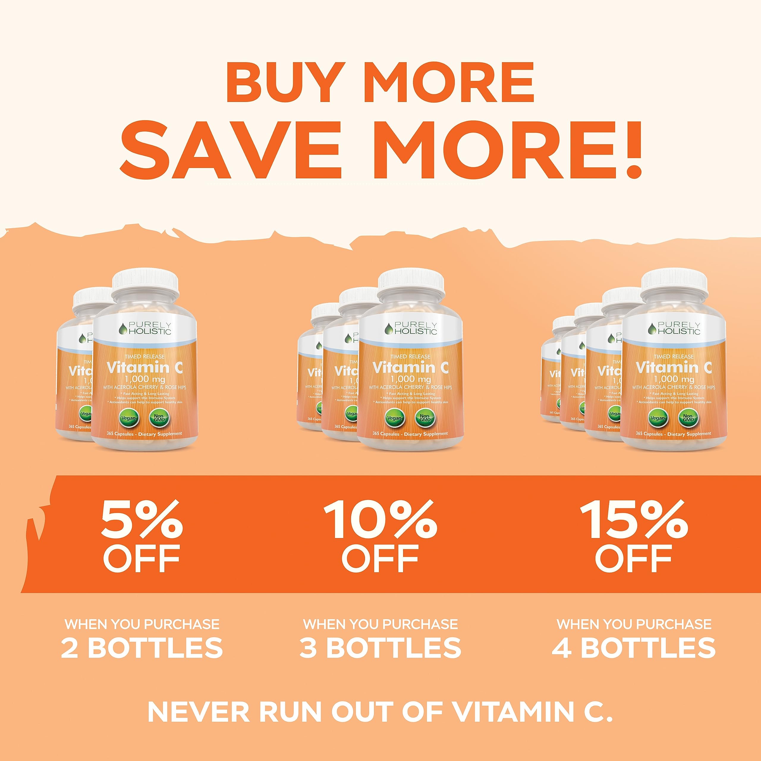 Foto 7 | Suplemento De Vitamina C Puramente Holística, 1000 Mg, 365 Cápsulas - Venta Internacional.