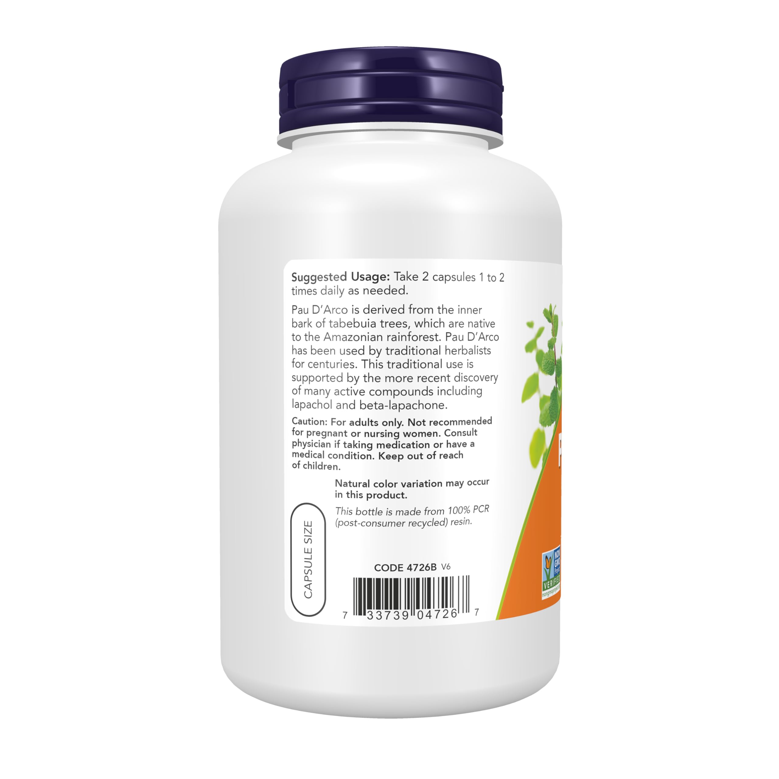Foto 4 pulgar | Suplemento Now Foods Pau D'arco 500 Mg 250 Cápsulas Vegetarianas - Venta Internacional.