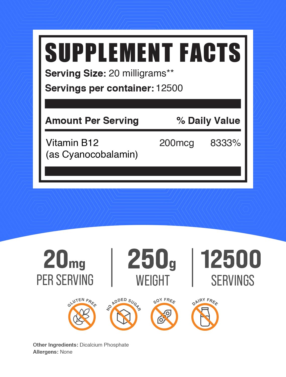 Foto 3 pulgar | Suplemento De Vitamina B12 Bulksupplements.com 250 G - Venta Internacional.