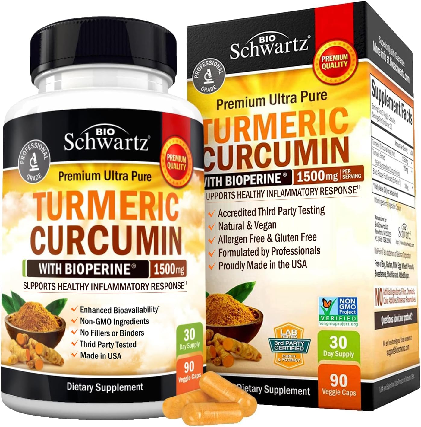 Foto 2 pulgar | Suplemento Bioschwartz Curcumina De Cúrcuma 1500 Mg Con Bioperine - Venta Internacional.