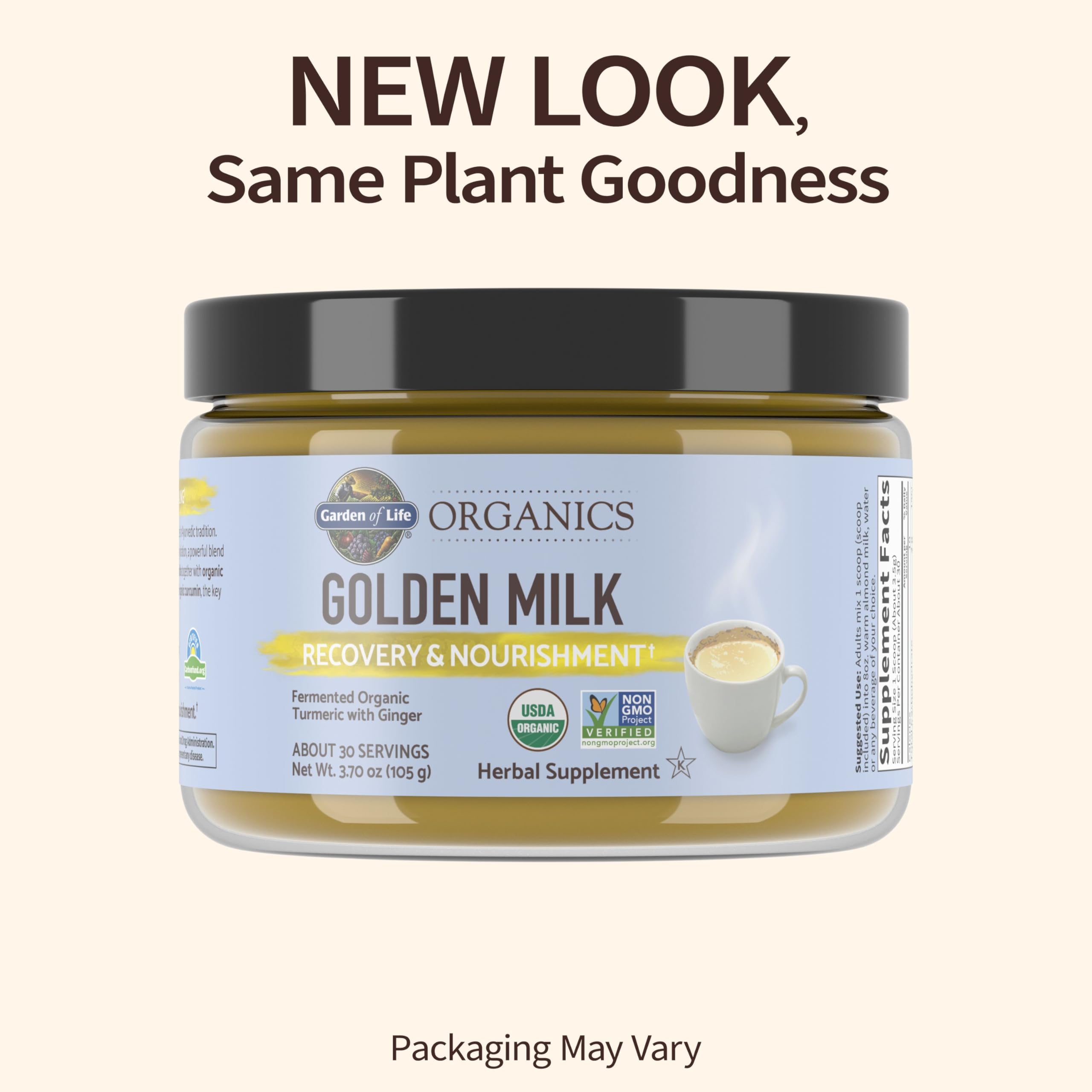 Foto 3 pulgar | Suplemento Garden Of Life Organics Golden Milk Powder 30 Porciones - Venta Internacional.