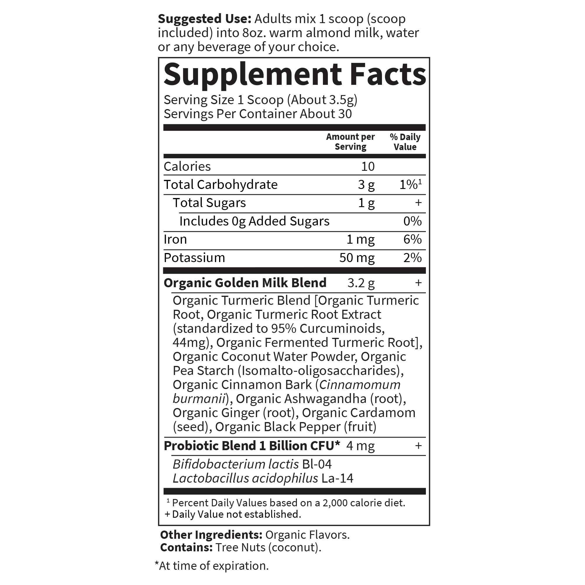 Foto 7 pulgar | Suplemento Garden Of Life Organics Golden Milk Powder 30 Porciones - Venta Internacional.