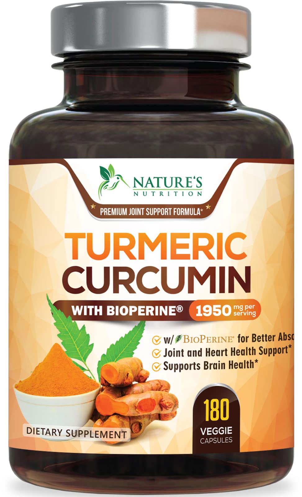 Foto 2 pulgar | Suplemento Nature's Nutrition de Cúrcuma 180 Cápsulas-Venta Internacional