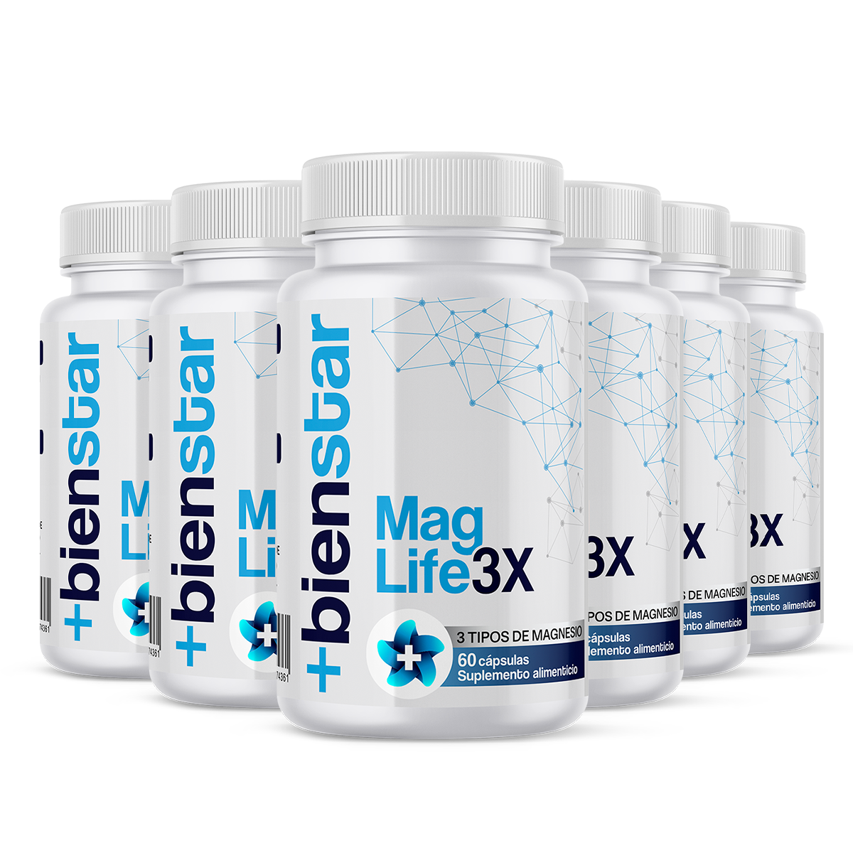 Foto 1 | 6 Frascos De Mag Life3x +bienstar Magnesio: Citrato, Óxido Y Glicinato - Sueño Y Relajación En  60 Cápsulas