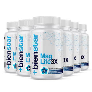 Foto 1 | 6 Frascos De Mag Life3x +bienstar Magnesio: Citrato, Óxido Y Glicinato - Sueño Y Relajación En 60 Cápsulas