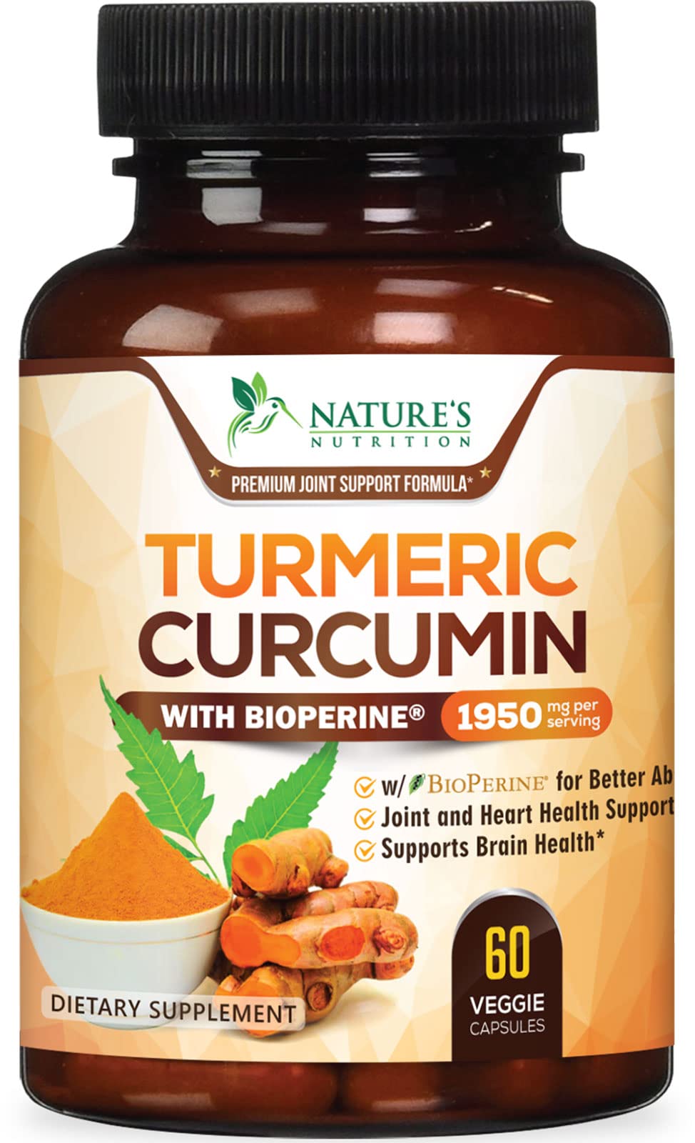 Foto 2 pulgar | Suplemento Nature's Nutrition, Cúrcuma Y Curcumina, 1950 Mg - Venta Internacional.