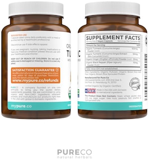 Foto 7 | Suplemento de Curcumina de Cúrcuma Pure Co con Pimienta Negra 60 Cápsulas - Venta Internacional