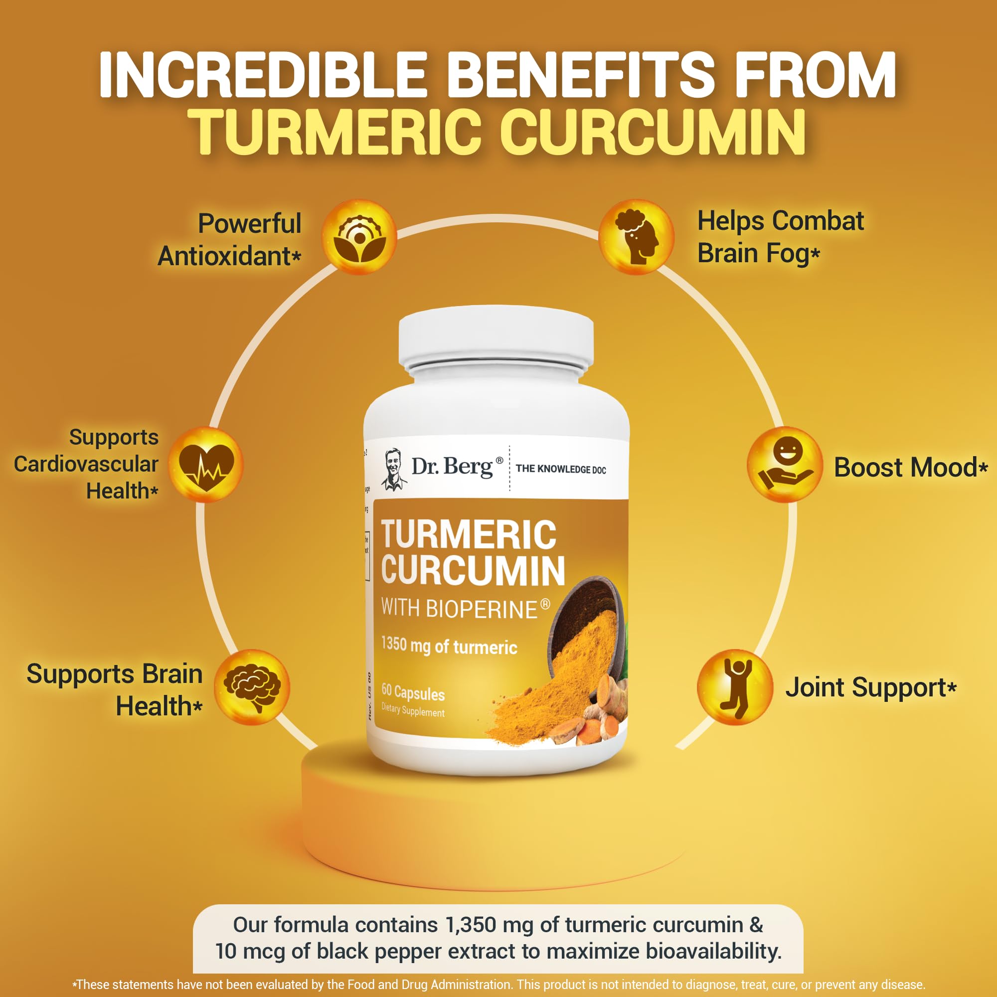 Foto 7 pulgar | Suplemento De Curcumina De Cúrcuma Dr. Berg 1350 Mg Con Pimienta Negra - Venta Internacional.