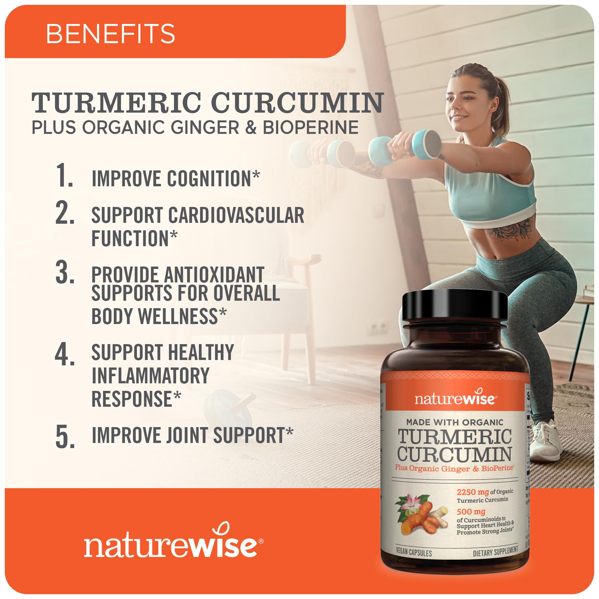 Foto 7 pulgar | Suplemento De Curcumina Y Cúrcuma De Naturewise, 2250 Mg, 95% De Curcuminoides - Venta Internacional.