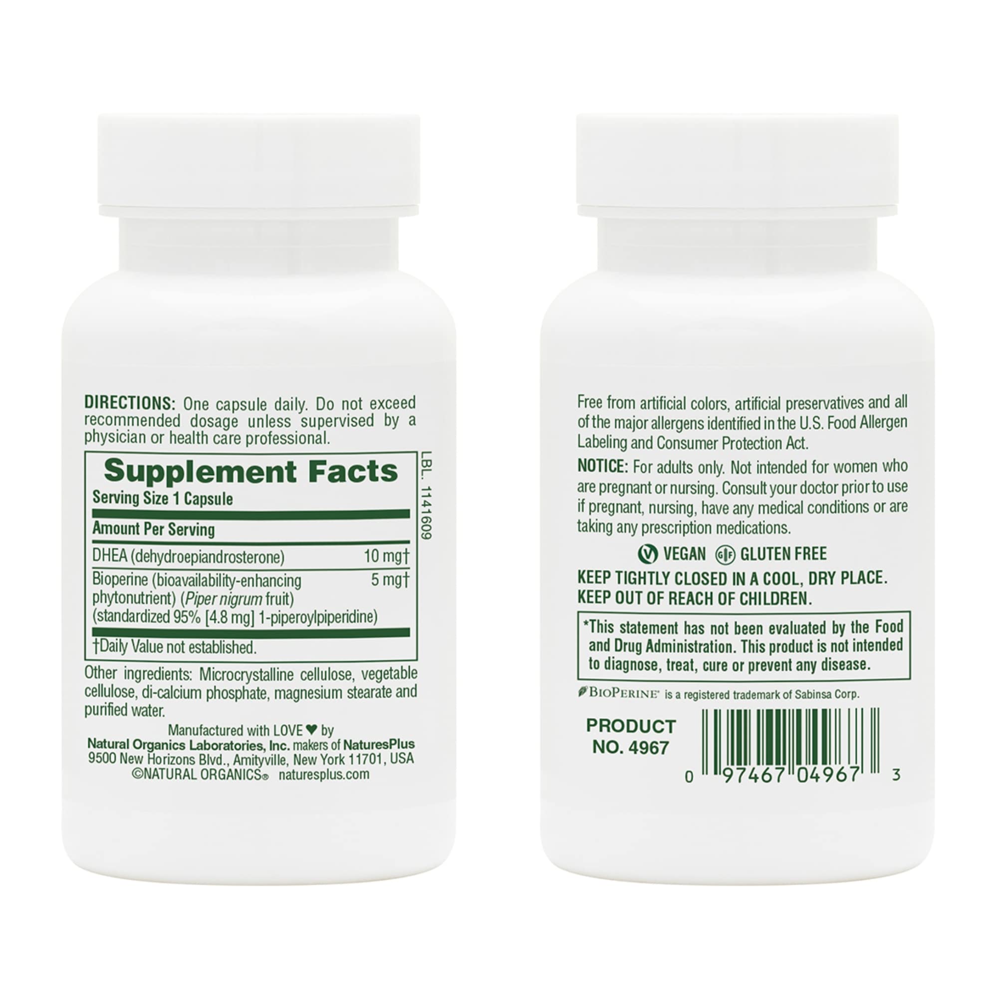Foto 3 pulgar | Suplemento Natures Plus Dhea-10 Con Bioperine 10 Mg 90 Cápsulas - Venta Internacional.