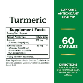 Foto 2 | Suplemento de Cúrcuma Nature's Bounty 60 Cápsulas de 450 Mg - Venta Internacional