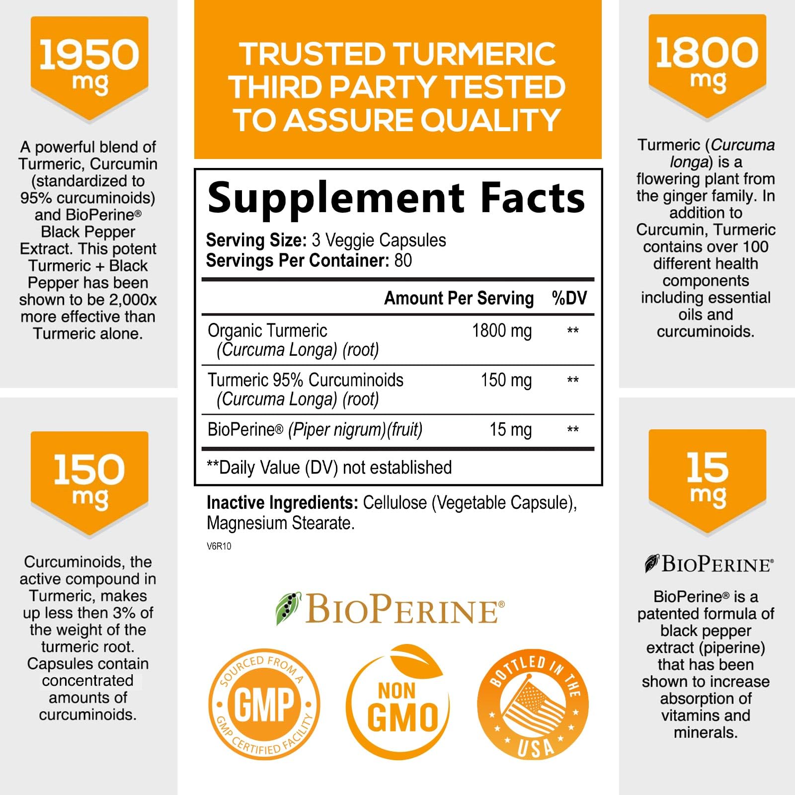 Foto 3 pulgar | Suplemento Nature's Nutrition, Cúrcuma Y Curcumina, 1950 Mg - Venta Internacional.