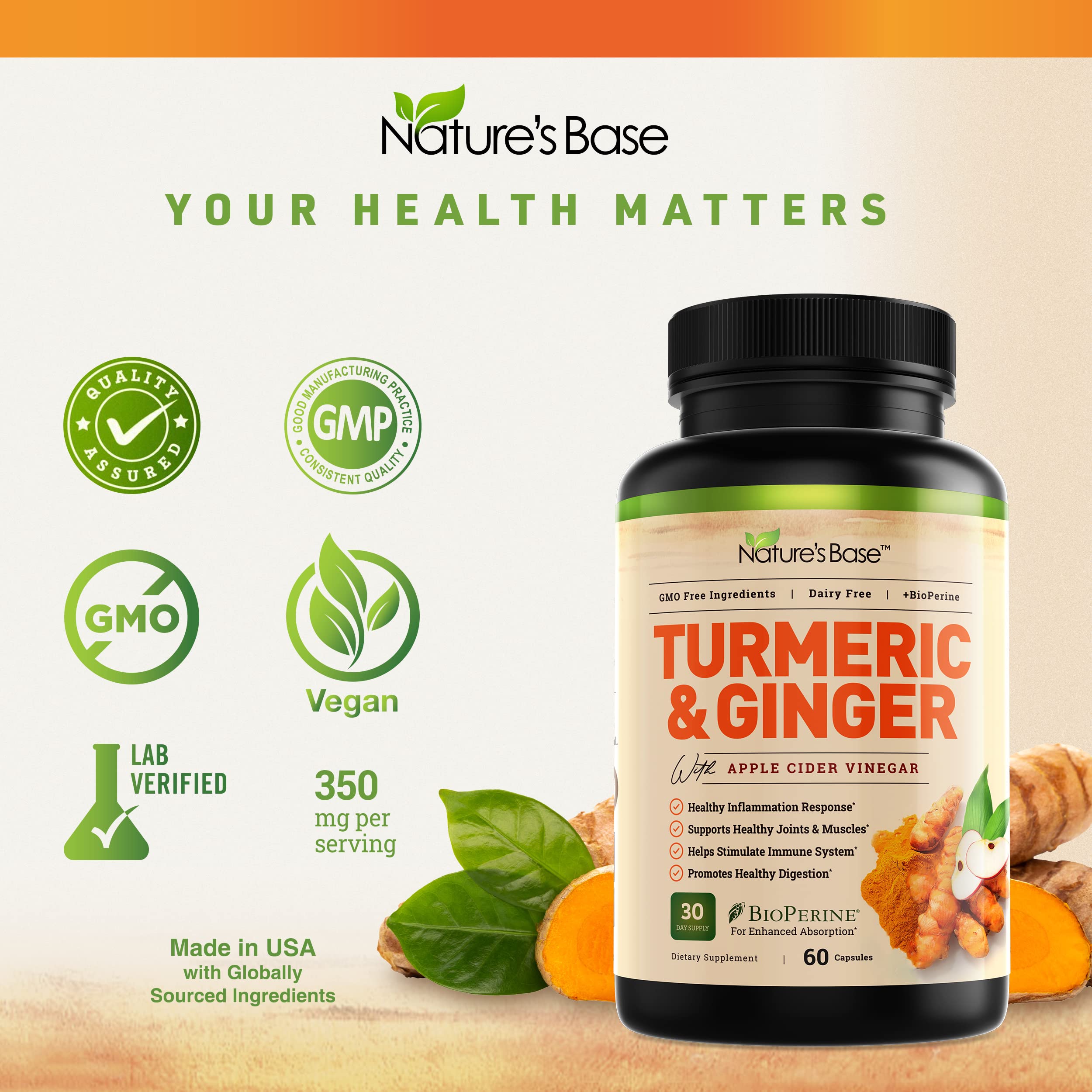 Foto 5 pulgar | Complementa La Cúrcuma Y El Jengibre De Nature's Base Con Vinagre De Sidra De Manzana - Venta Internacional.