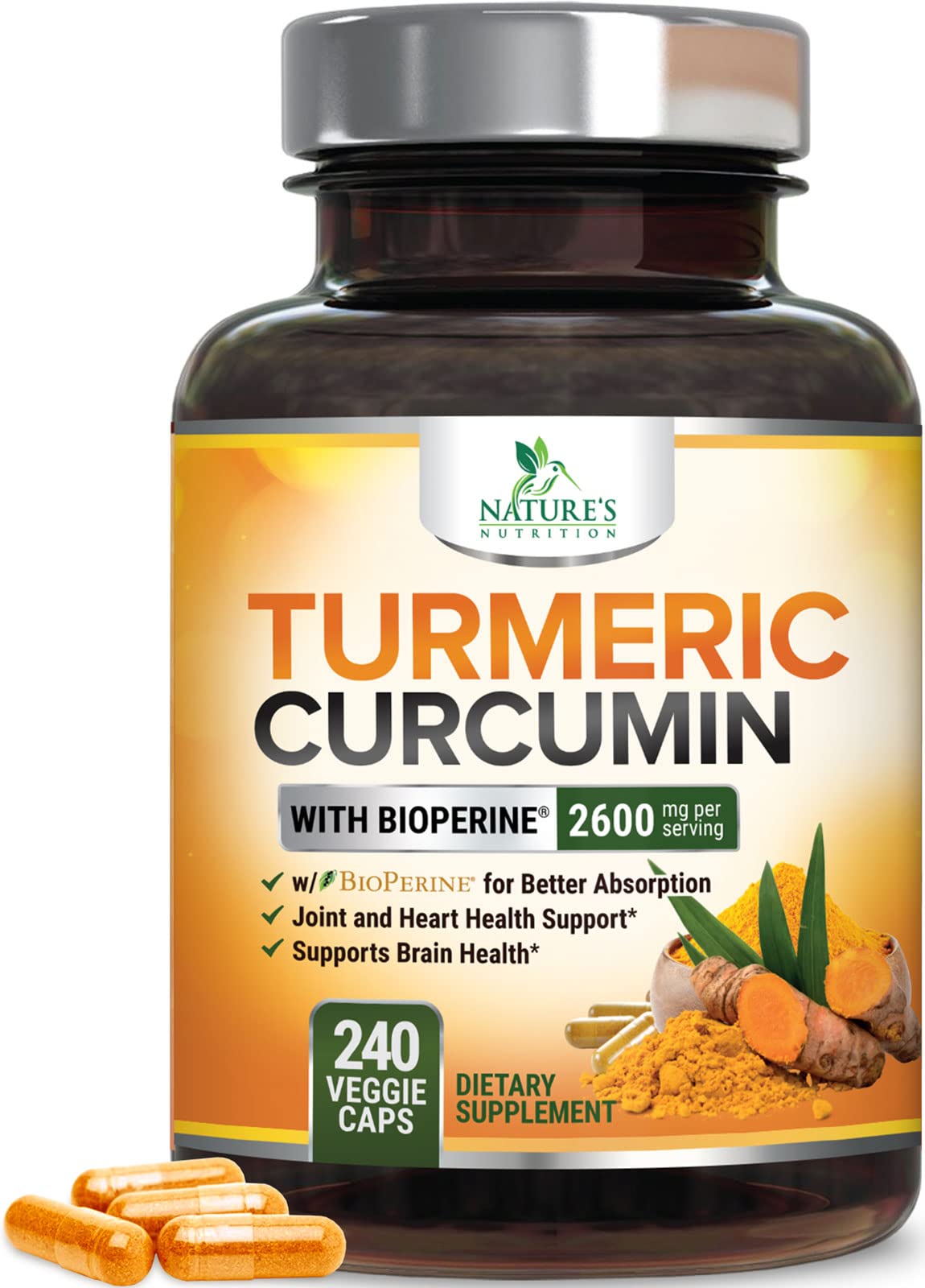 Foto 2 pulgar | Suplemento de Curcumina con Cúrcuma de Nature's Nutrition 240 Cápsulas de 2600 mg - Venta Internacional