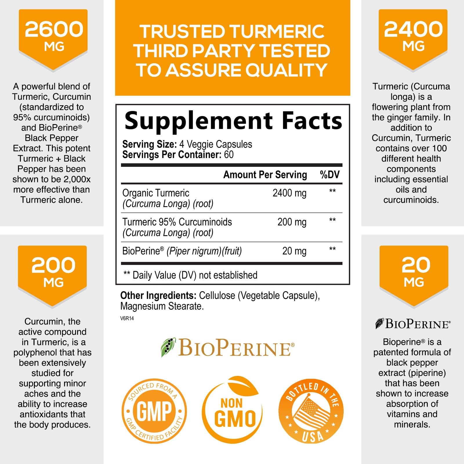 Foto 3 pulgar | Suplemento de Curcumina con Cúrcuma de Nature's Nutrition 240 Cápsulas de 2600 mg - Venta Internacional