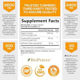 Foto 2 | Suplemento de Curcumina con Cúrcuma de Nature's Nutrition 240 Cápsulas de 2600 mg - Venta Internacional
