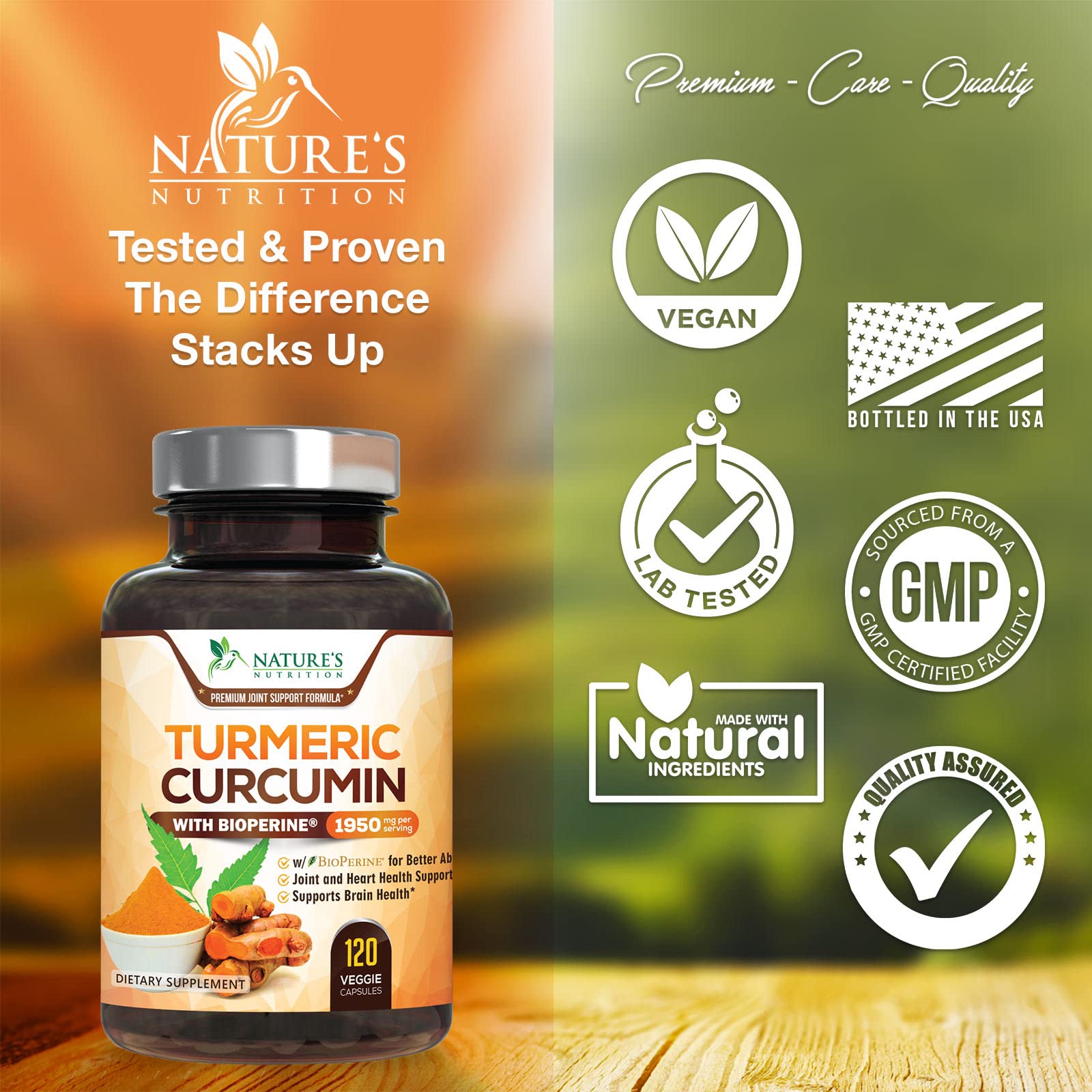 Foto 4 pulgar | Suplemento Nature's Nutrition, Cúrcuma Y Curcumina, 1950 Mg - Venta Internacional.
