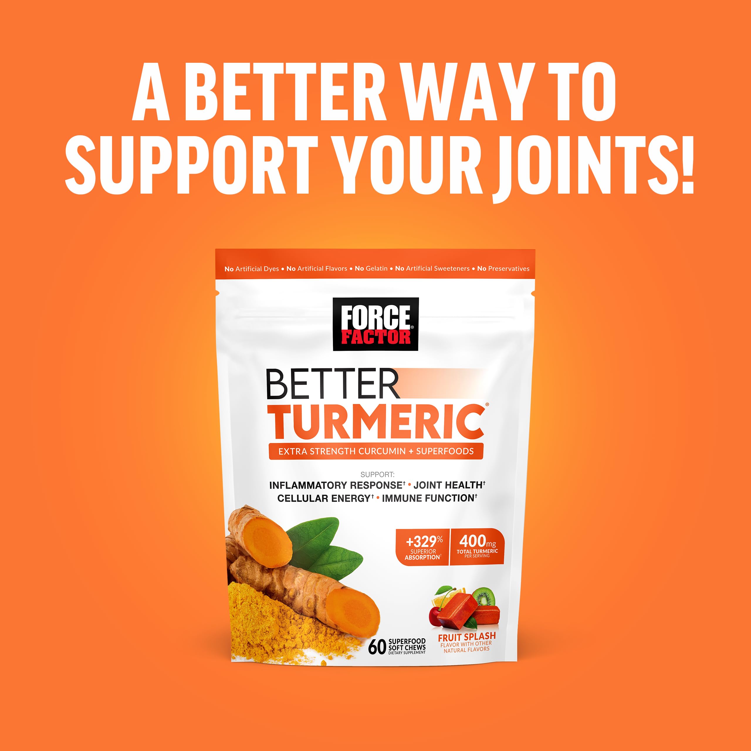Foto 8 pulgar | Supplement Force Factor Better Turmeric Joint Support 60 Comprimidos Masticables - Venta Internacional.