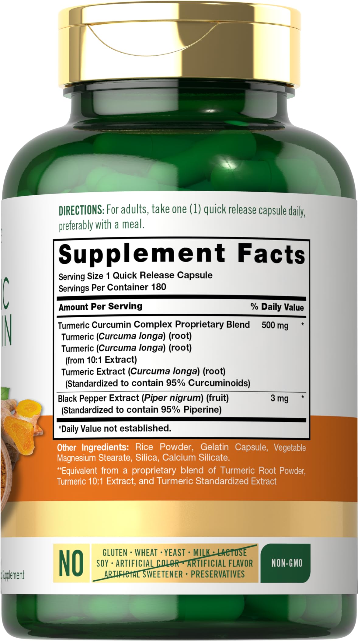 Foto 3 pulgar | Suplemento De Curcumina De Cúrcuma Carlyle 500 Mg 180 Cápsulas - Venta Internacional.