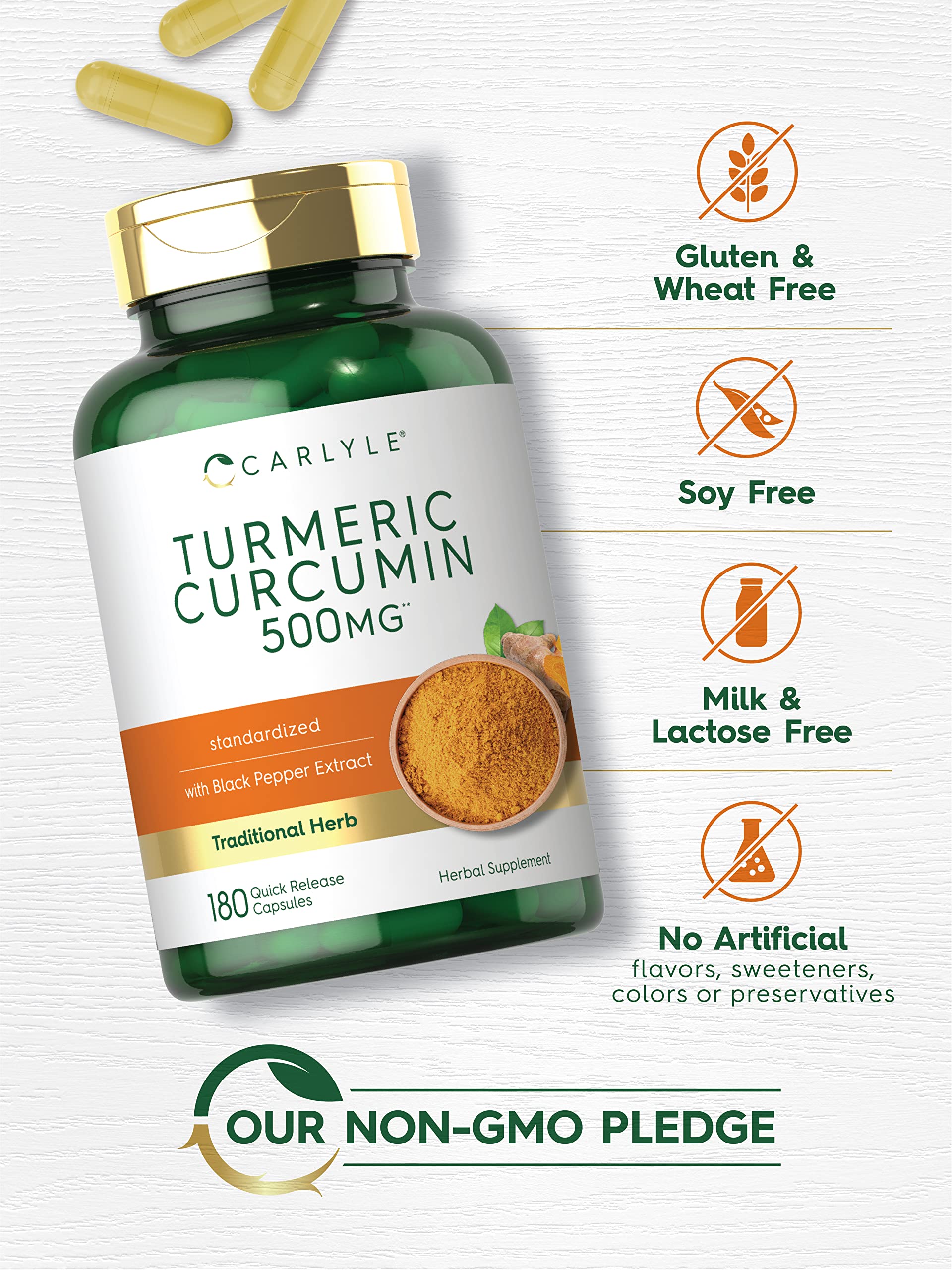 Foto 6 pulgar | Suplemento De Curcumina De Cúrcuma Carlyle 500 Mg 180 Cápsulas - Venta Internacional.