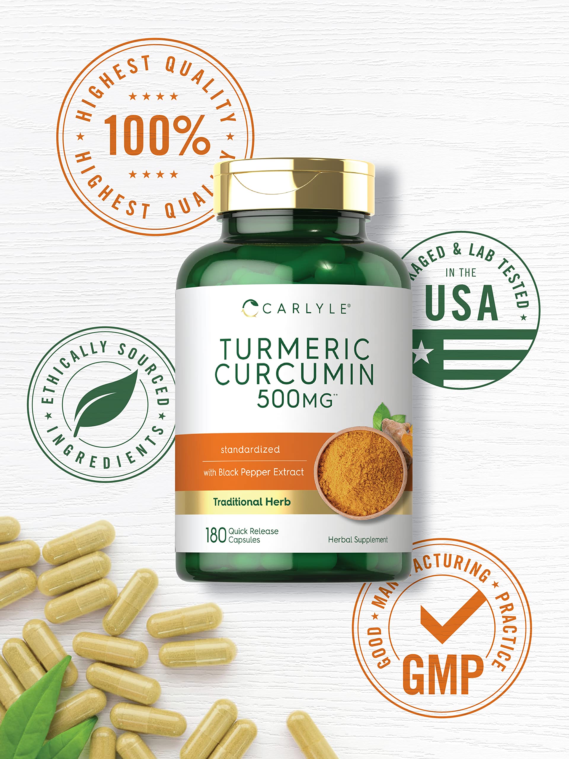 Foto 7 pulgar | Suplemento De Curcumina De Cúrcuma Carlyle 500 Mg 180 Cápsulas - Venta Internacional.