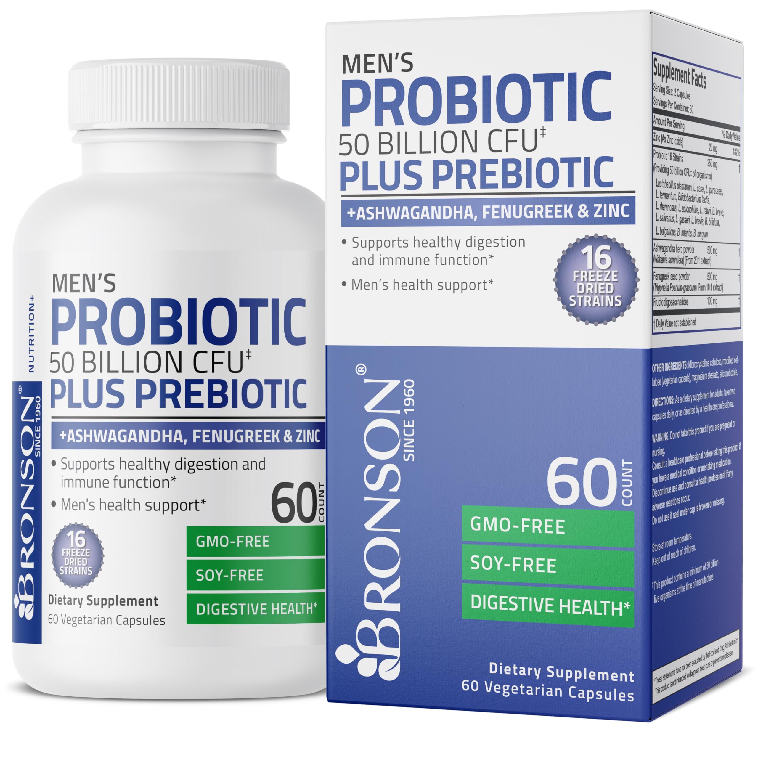 Suplemento Probiótico Bronson Men's 50 Mil Millones De Cfu + Prebiótico - Venta Internacional.