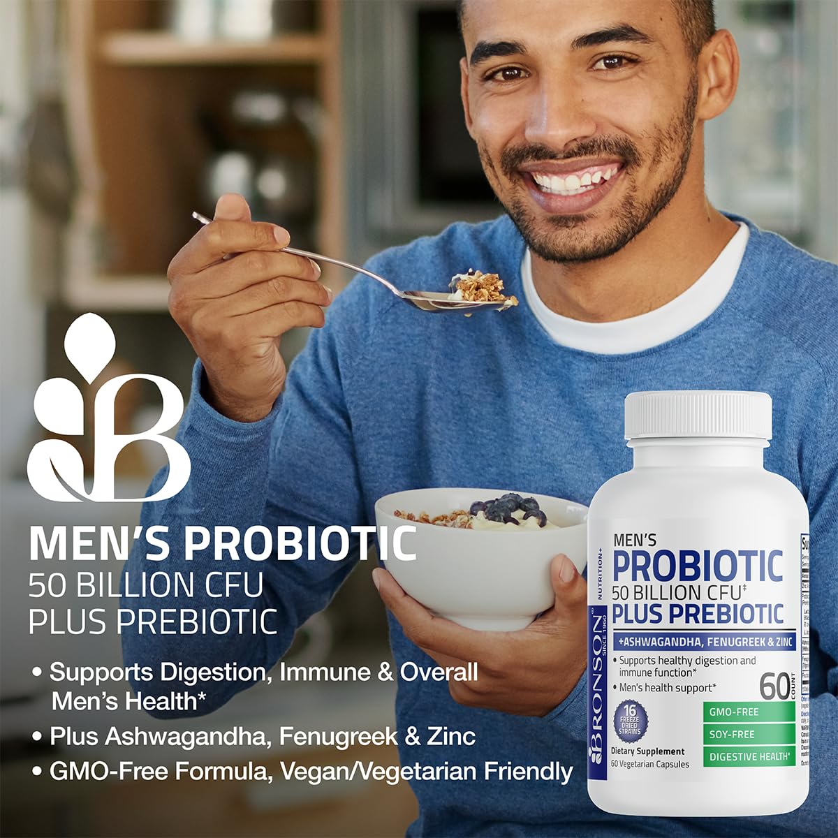 Foto 4 | Suplemento Probiótico Bronson Men's 50 Mil Millones De Cfu + Prebiótico - Venta Internacional.
